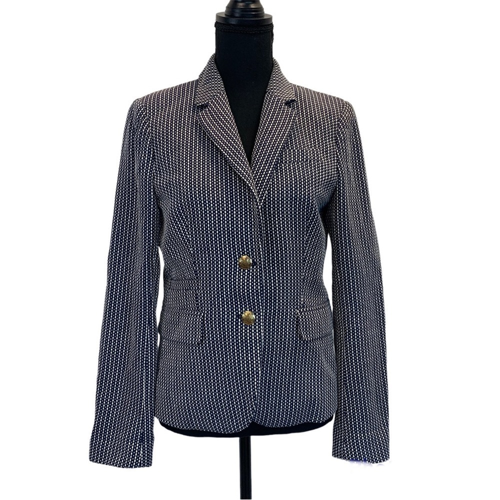 J. Crew navy white printed schoolboy blazer Sz 6